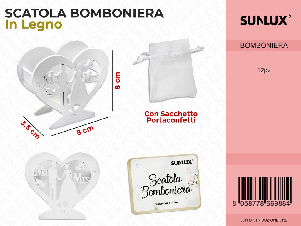 Scatola Bomboniera in Legno Sposi