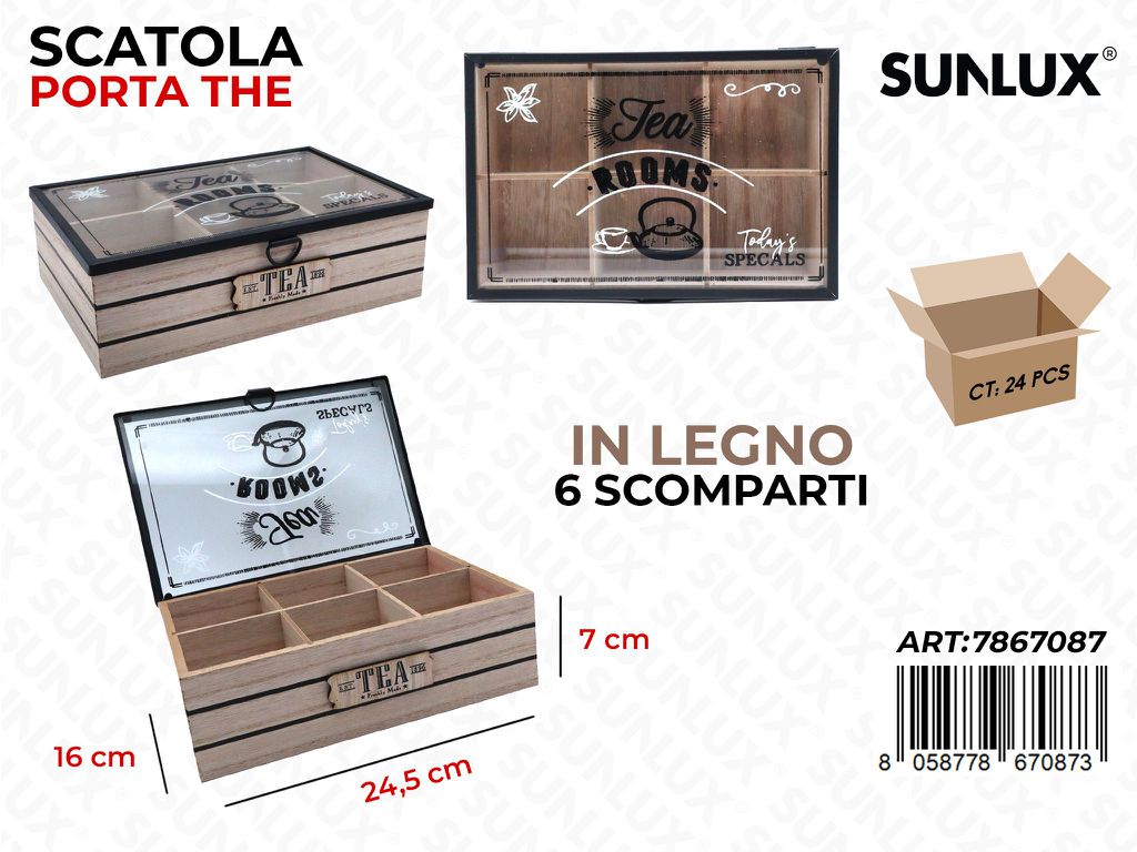 Sunlux Scatola Porta The 6SCOMP. Legno 24*16*7CM