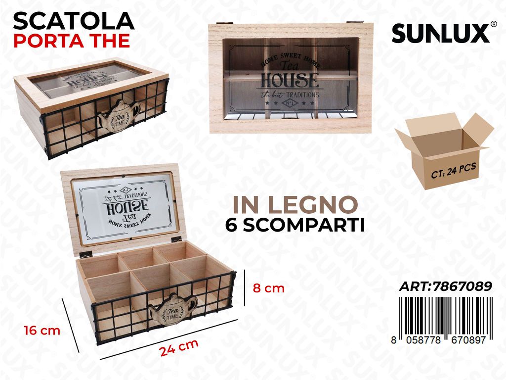 Sunlux Scatola Porta The 6SCOMP. Legno 24*16*8CM