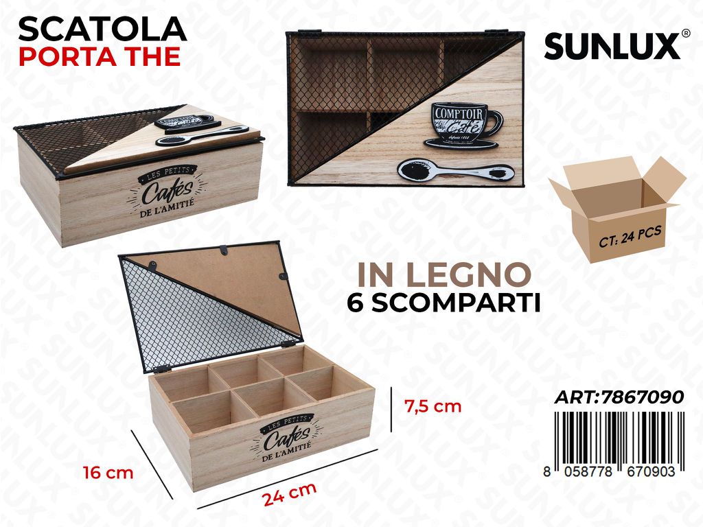 Sunlux Scatola Porta The 6SCOMP. Legno 24*16*7.5CM