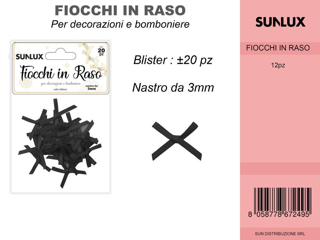 Fiocchi in Raso 20PC-3MM Nero