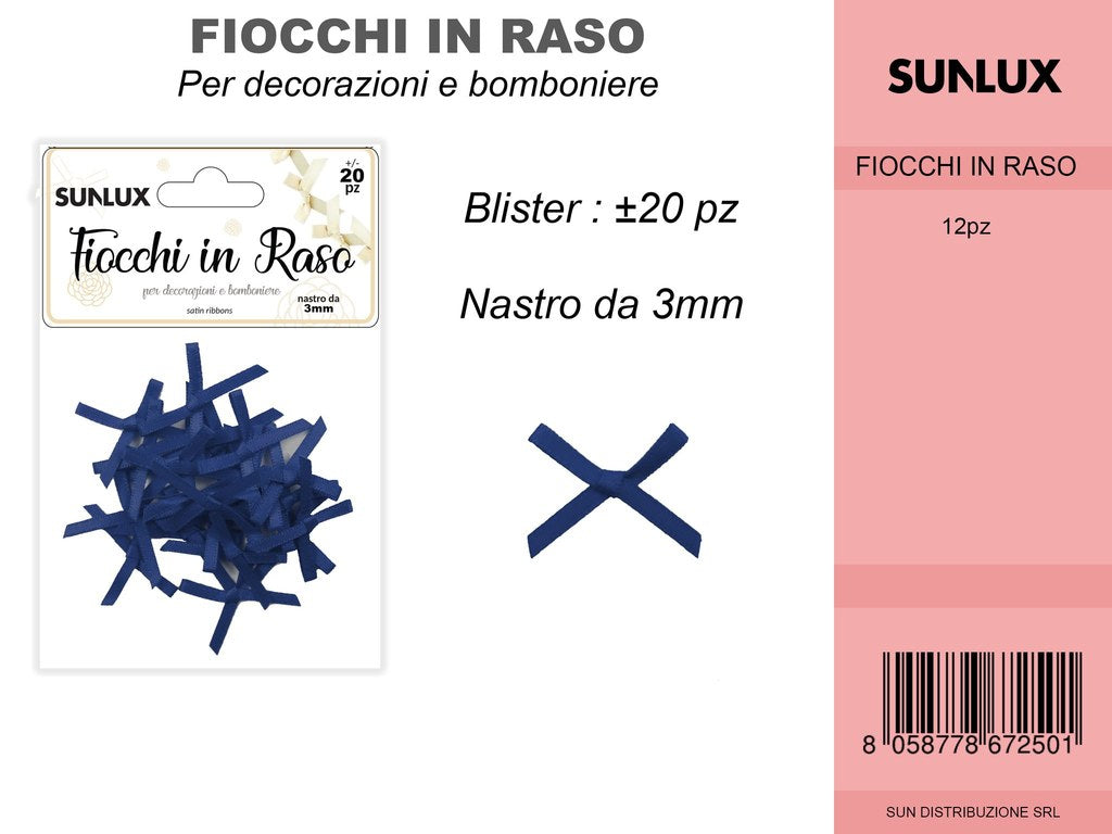 Fiocchi in Raso 20PC-3MM Blu Scuro