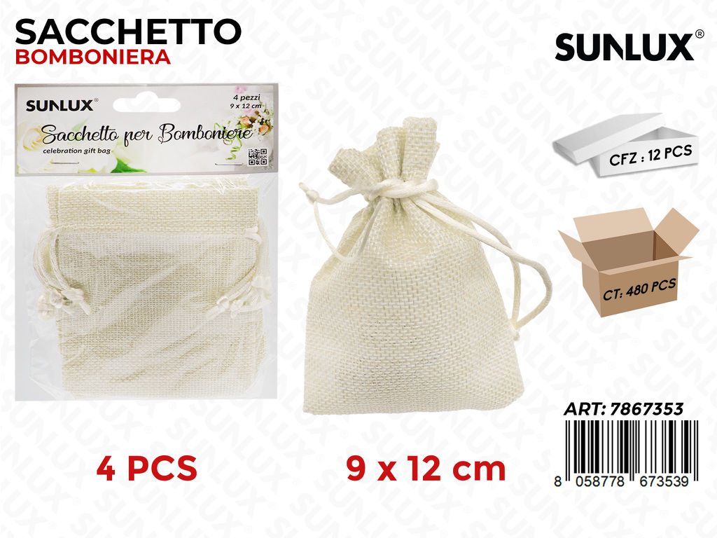 Sunlux Sacchetto Bomb. Beige 4PCS 9*12CM