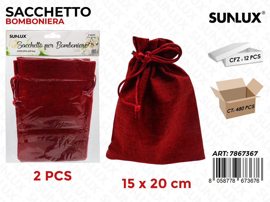 Sunlux Sacchetto Bomb. Rosso 2PCS 15*20CM
