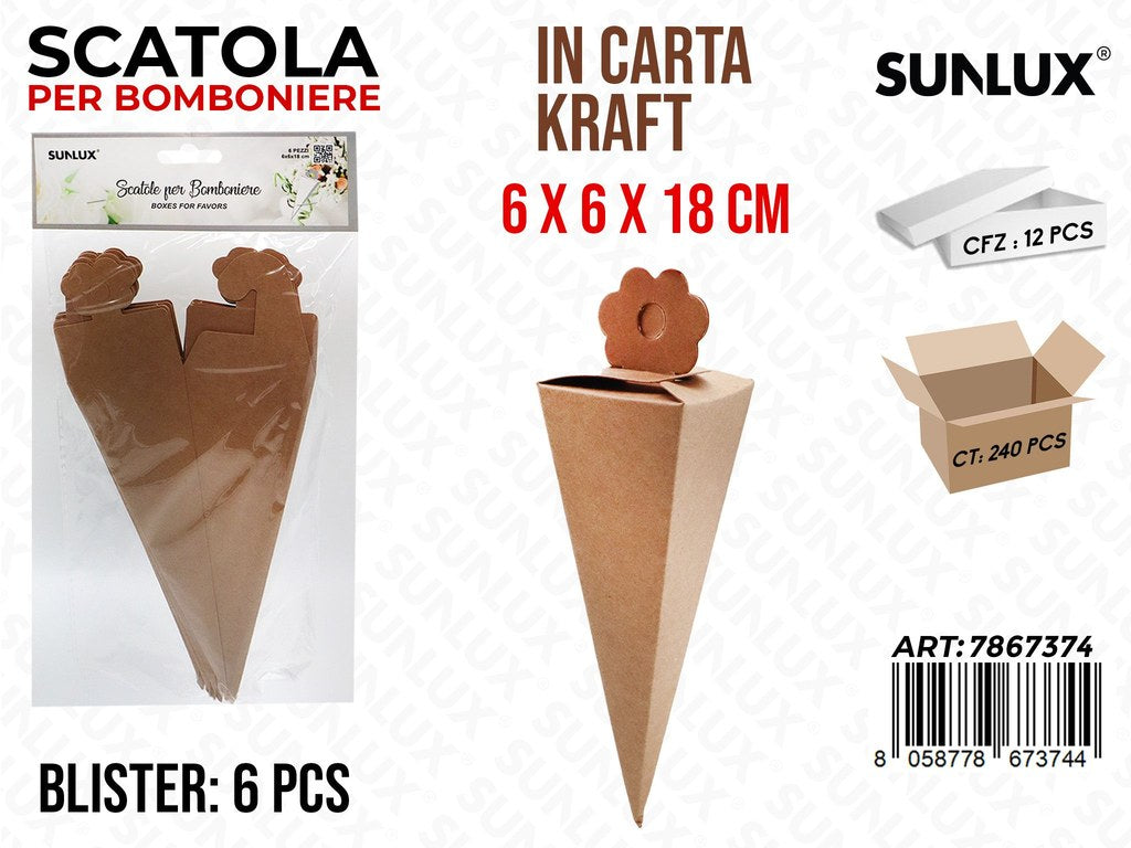 Sunlux Scatola Bomb. Kraft 6PCS 6*6*18CM