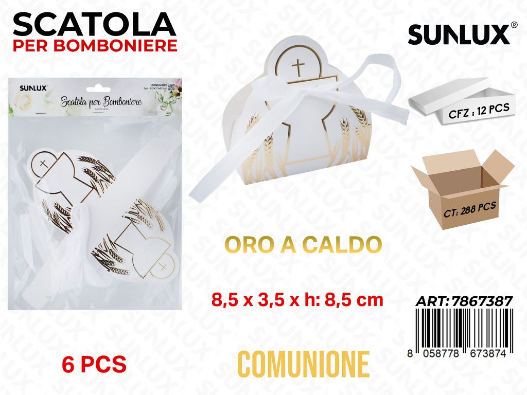Sunlux Scatola Bomb. Comunione Carta 6PCS 8.5*3.5*8.5CM