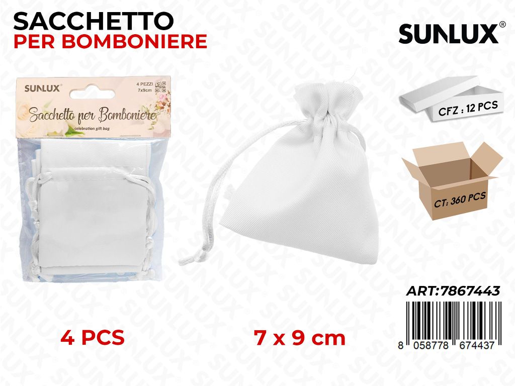 Sunlux Sacchetto Bomb. Bia. 4PCS 7*9CM