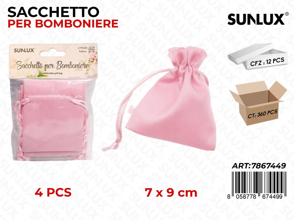 Sunlux Sacchetto Bomb. Rosa 4PCS 7*9CM