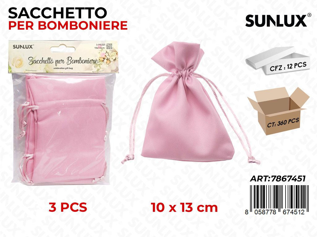 Sunlux Sacchetto Bomb. Rosa 3PCS 10*13CM