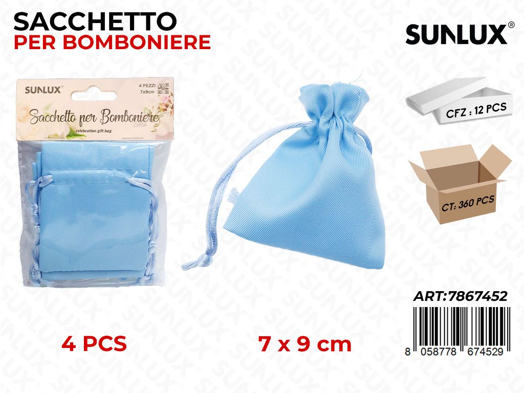 Sunlux Sacchetto Bomb. Azzurro 4PCS 7*9CM