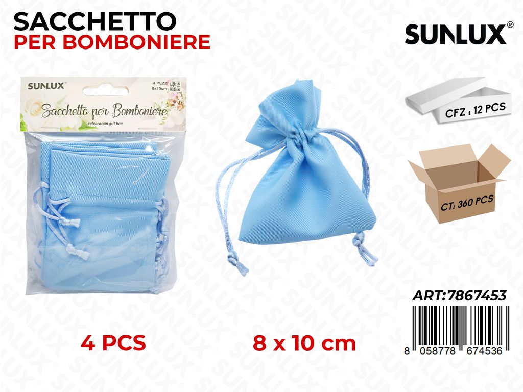 Sunlux Sacchetto Bomb. Azzurro 4PCS 8*10CM