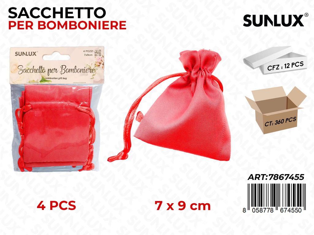 Sunlux Sacchetto Bomb. Rosso 4PCS 7*9CM