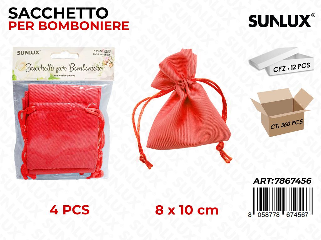 Sunlux Sacchetto Bomb. Rosso 4PCS 8*10CM