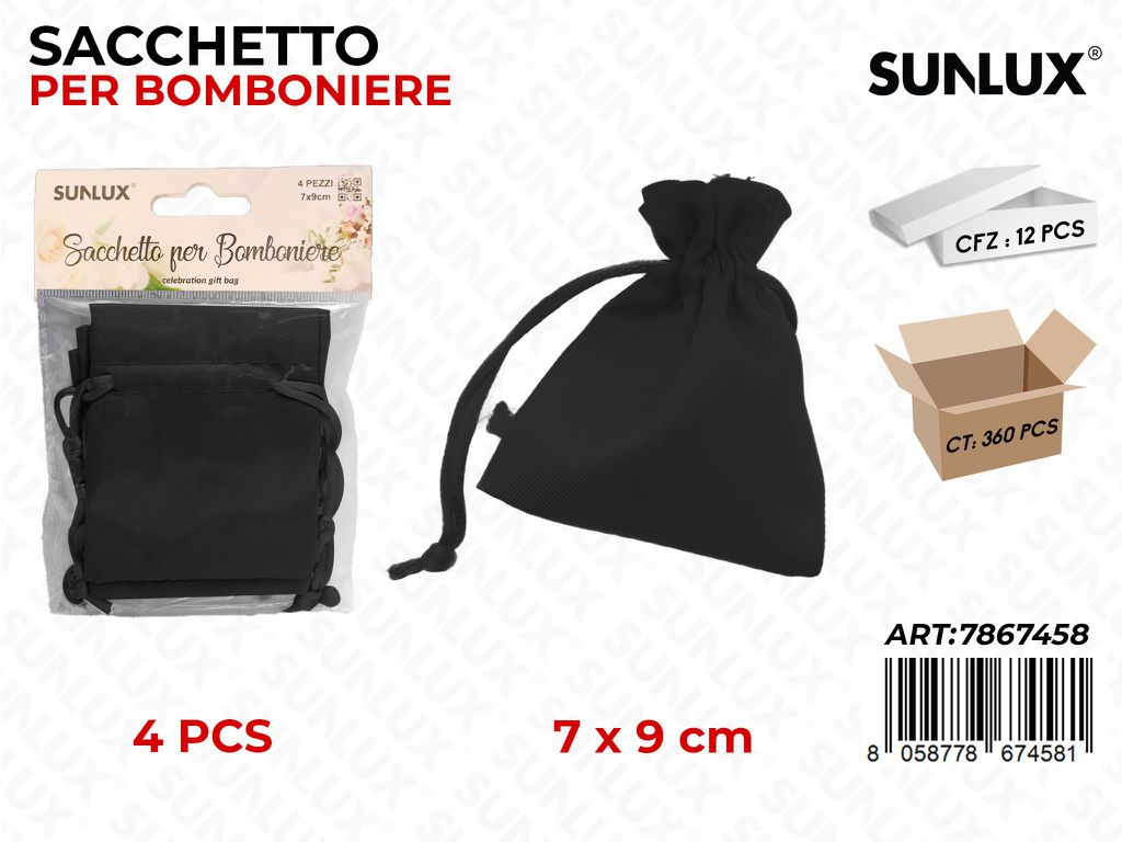 Sunlux Sacchetto Bomb. Nero 4PCS 7*9CM