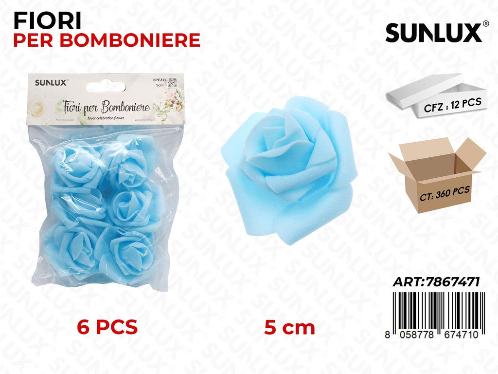 Sunlux Fiori Decorativi Azzurro 6PCS 5CM