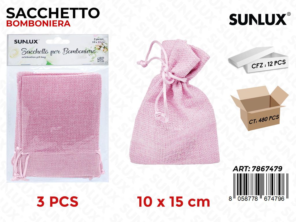 Sunlux Sacchetto Bomb. Rosa 3PCS 10*15CM