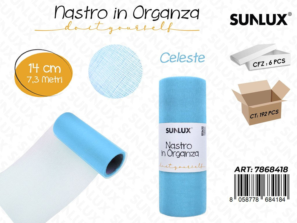 Sunlux Nastro Organza Celeste 14CM*7.3MT