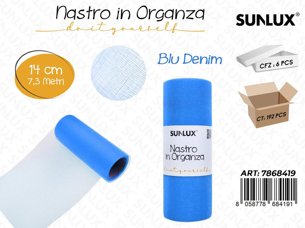 Sunlux Nastro Organza Blu Denim 14CM*7.3MT