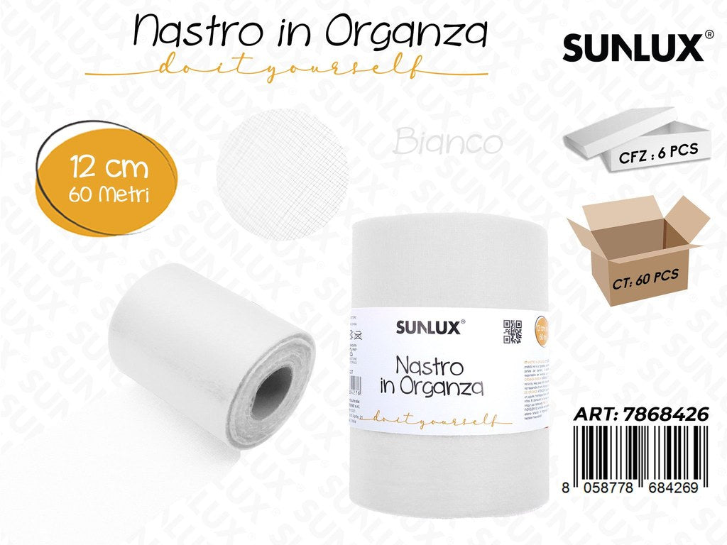 Sunlux Nastro Organza Bianco 12CM*60MT