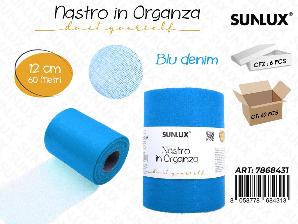 Sunlux Nastro Organza Blu Denim 12CM*60MT