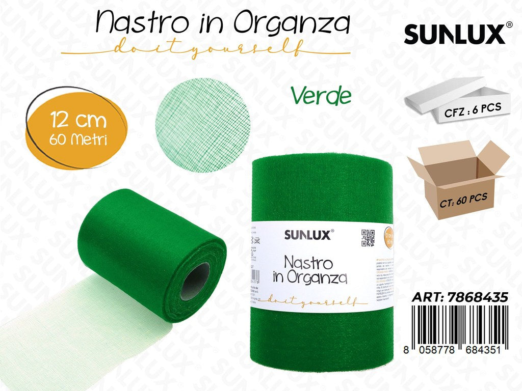Sunlux Nastro Organza Verde 12CM*60MT