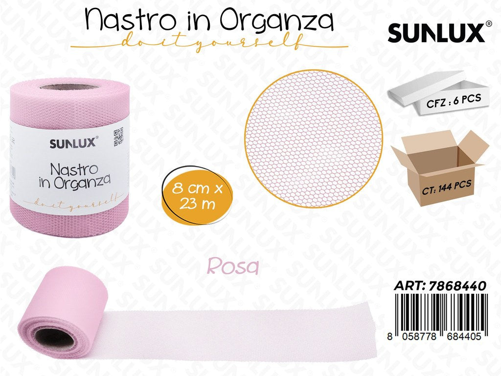 Sunlux Nastro Organza Rosa 8CM*23MT