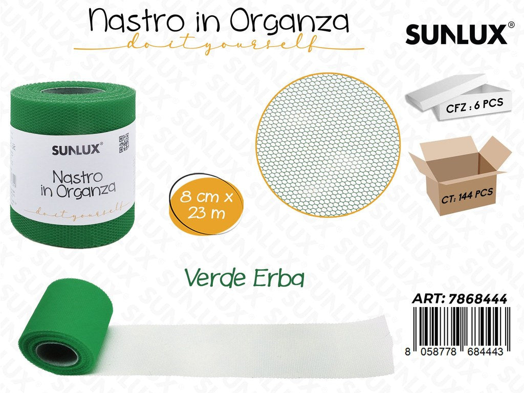 Sunlux Nastro Organza Verde Erba 8CM*23MT