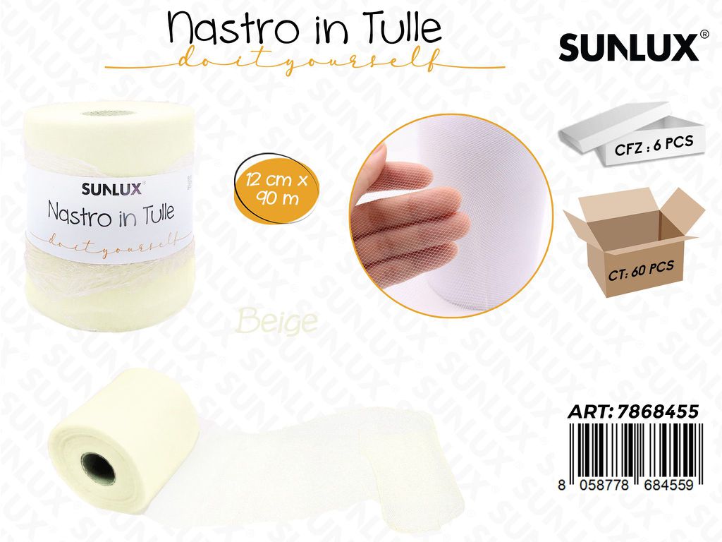 Sunlux Nastro in Tulle Beige 12CM*90MT