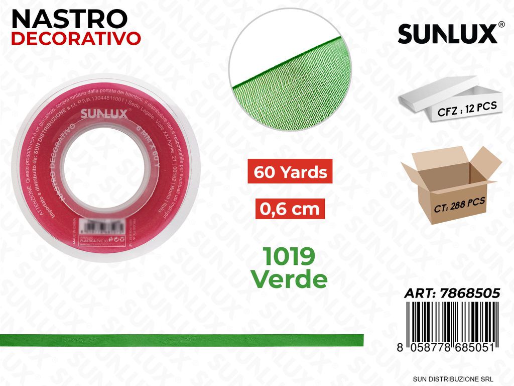 Nastro Decorativo 1019 Verde 60Y*0.6CM
