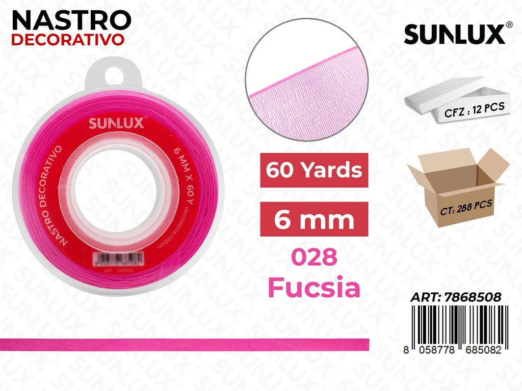 Nastro Decorativo Org. 028 Fucsia 60Y*6MM