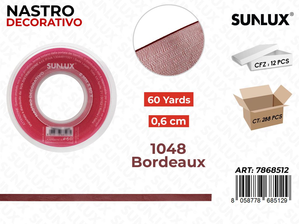 Nastro Decorativo 1048 Bordeaux 60Y*0.6CM