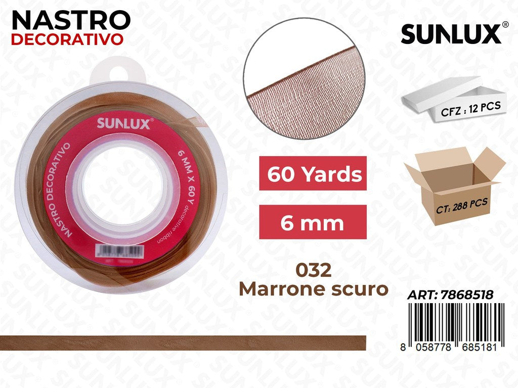 Nastro Decorativo 032 Marrone Sc. 60Y*0.6CM