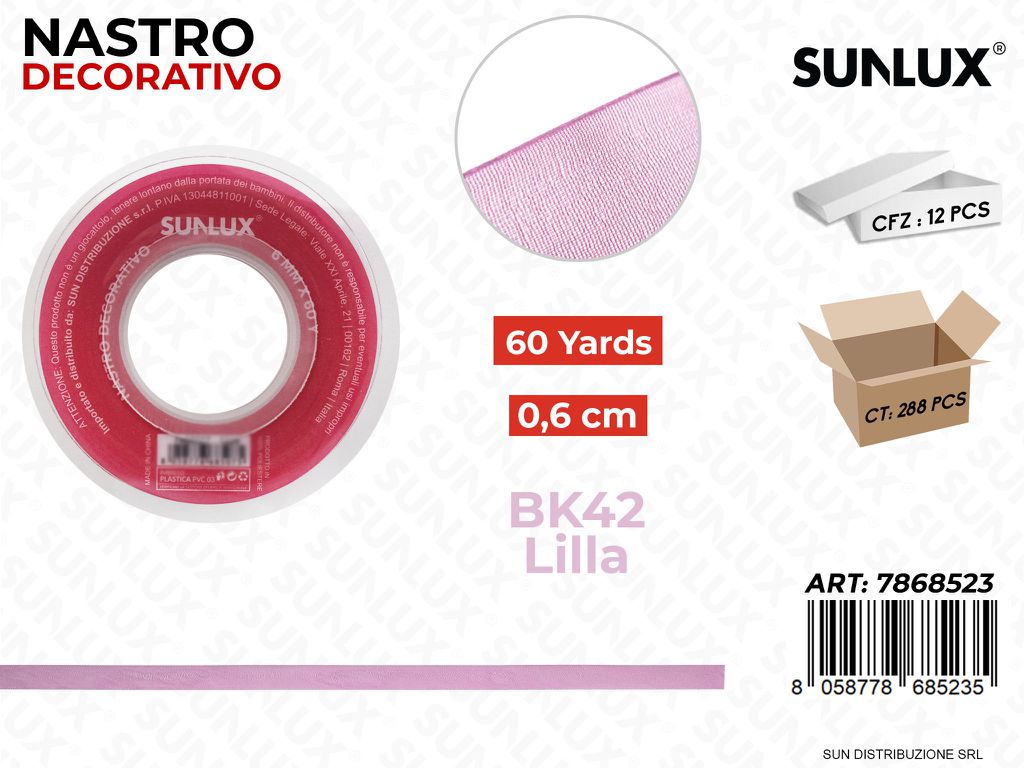 Nastro Decorativo Org. BK42 Lilla 60Y*0.6CM