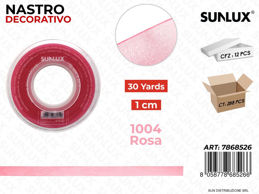 Nastro Decorativo Org. 1004 Rosa 30Y*1CM