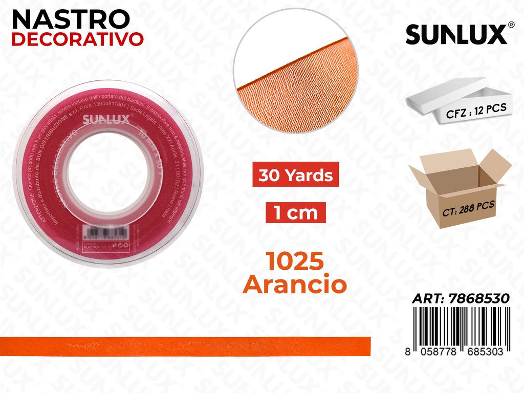 Nastro Decorativo Org. 1025 Arancio 30Y*1CM