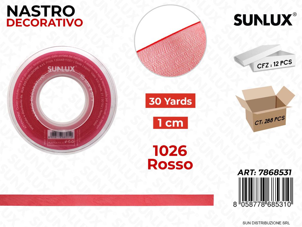 Nastro Decorativo Org. 1026 Rosso 30Y*1CM