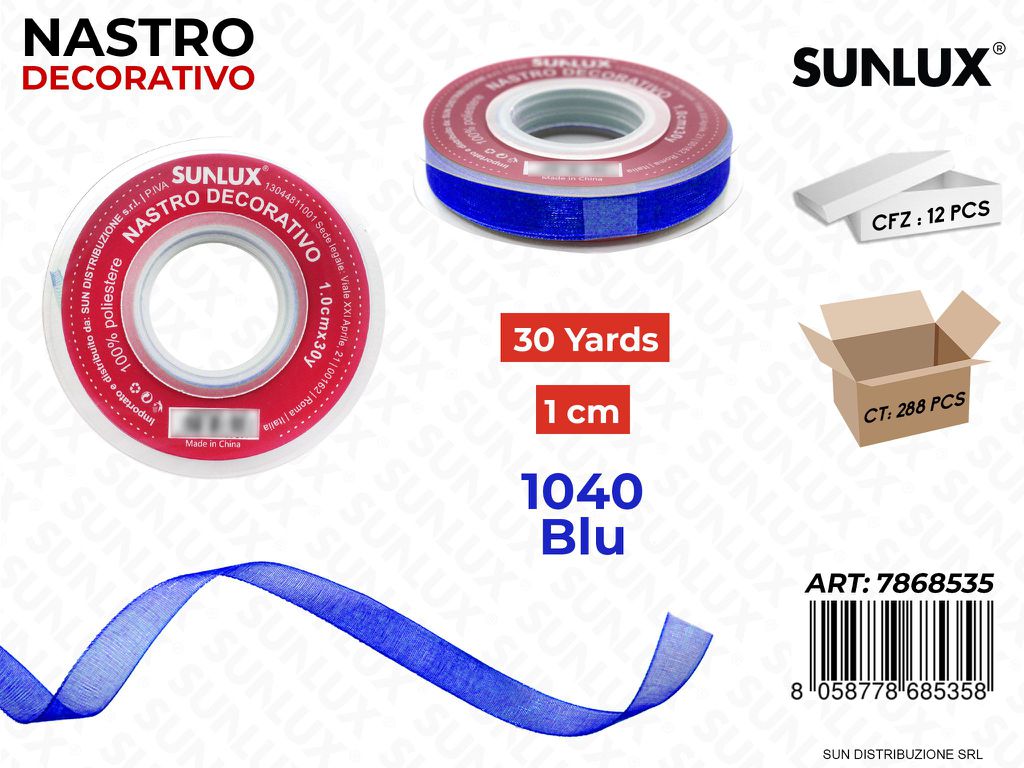 Nastro Decorativo Org. 1040 Blu 30Y*1CM