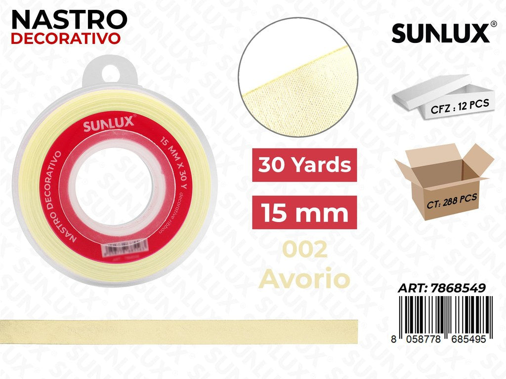 Nastro Decorativo Org. 1002 Avorio 30Y*15MM