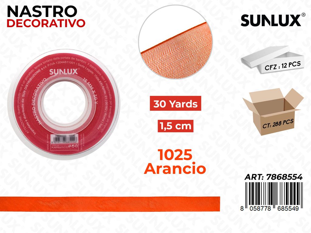 Nastro Decorativo Org. 1025 Arancio 30Y*1.5CM
