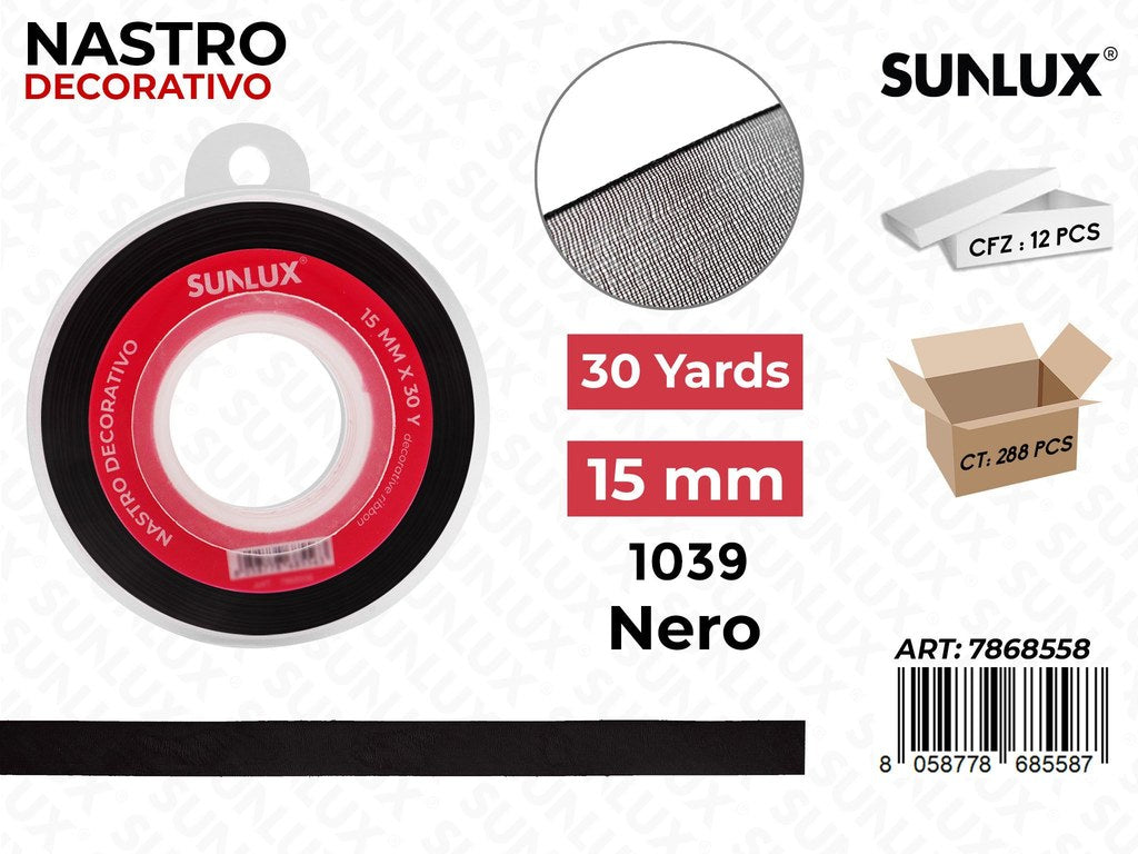 Nastro Decorativo Org. 1039 Nero 30Y*15MM