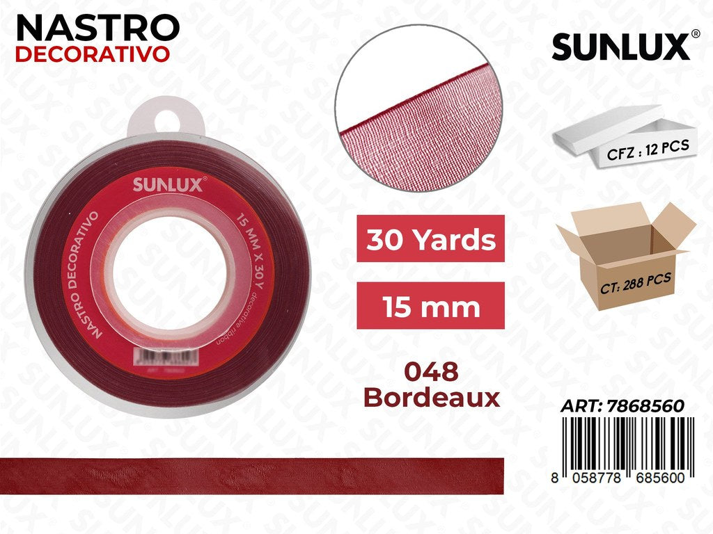Nastro Decorativo Org. 1048 Bordeaux 30Y*1.5CM