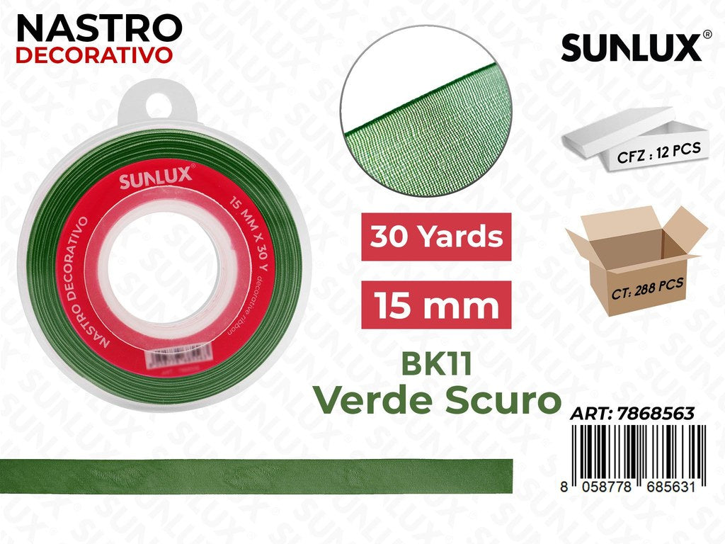 Nastro Decorativo Org. BK11 Verde Sc. 30Y*15MM