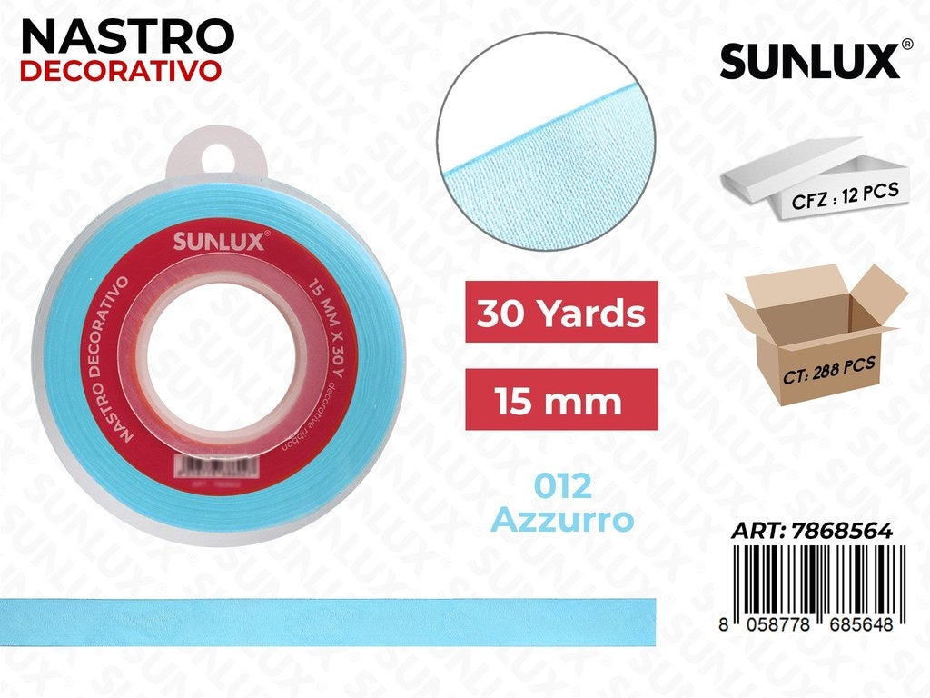 Nastro Decorativo Org. 012 Azzurro 30Y*1.5CM