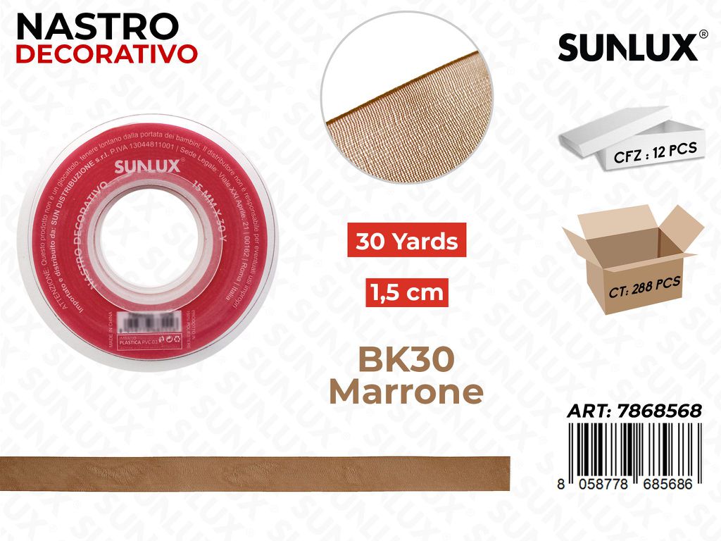 Nastro Decorativo Org. BK30 Marrone 30Y*1.5CM