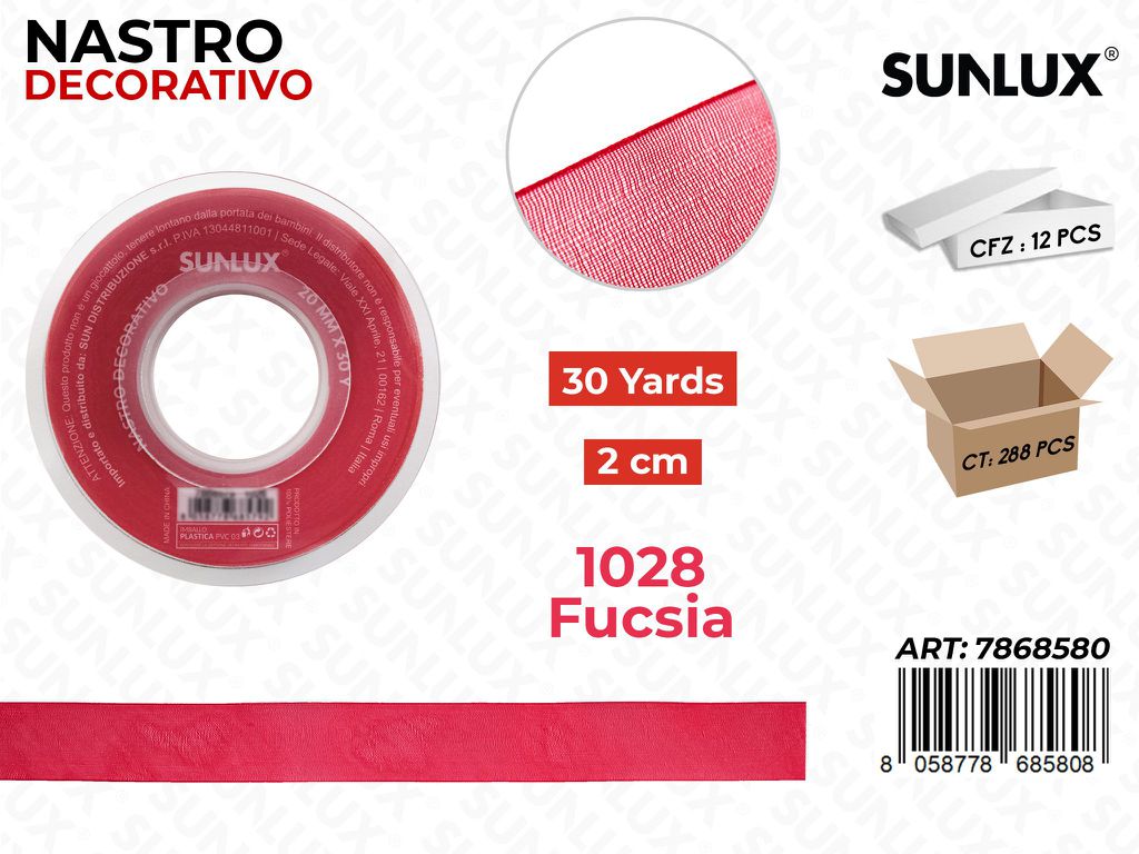 Nastro Decorativo Org. 1028 Fucsia 30Y*2CM