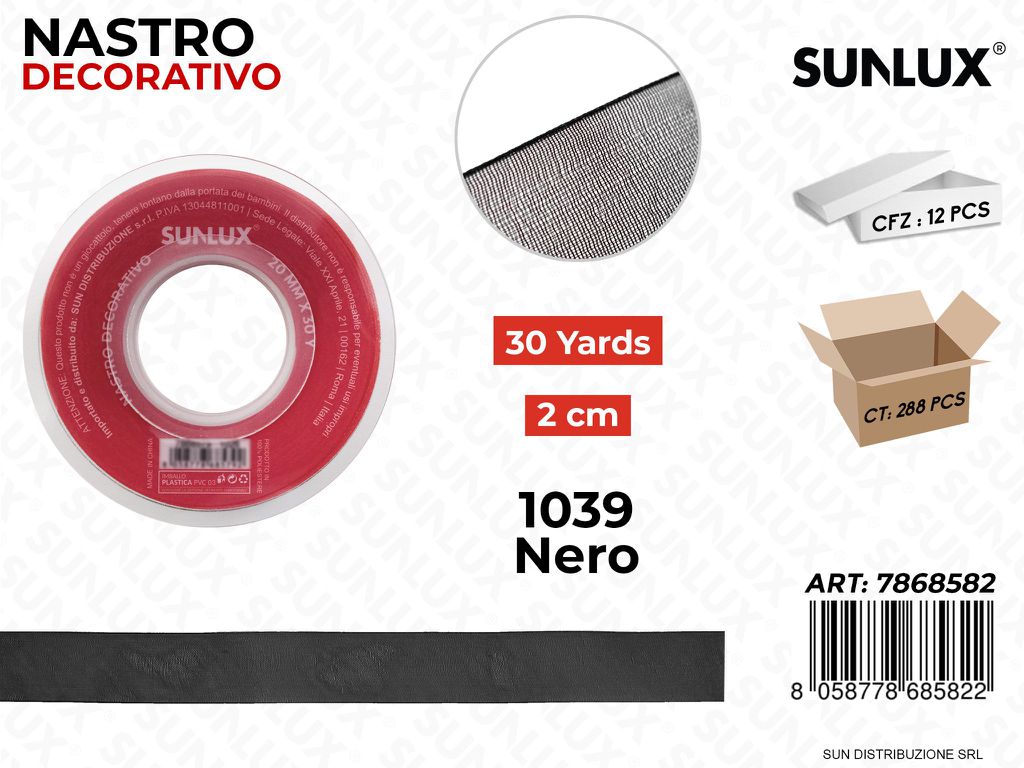 Nastro Decorativo Org. 1039 Nero 30Y*2CM