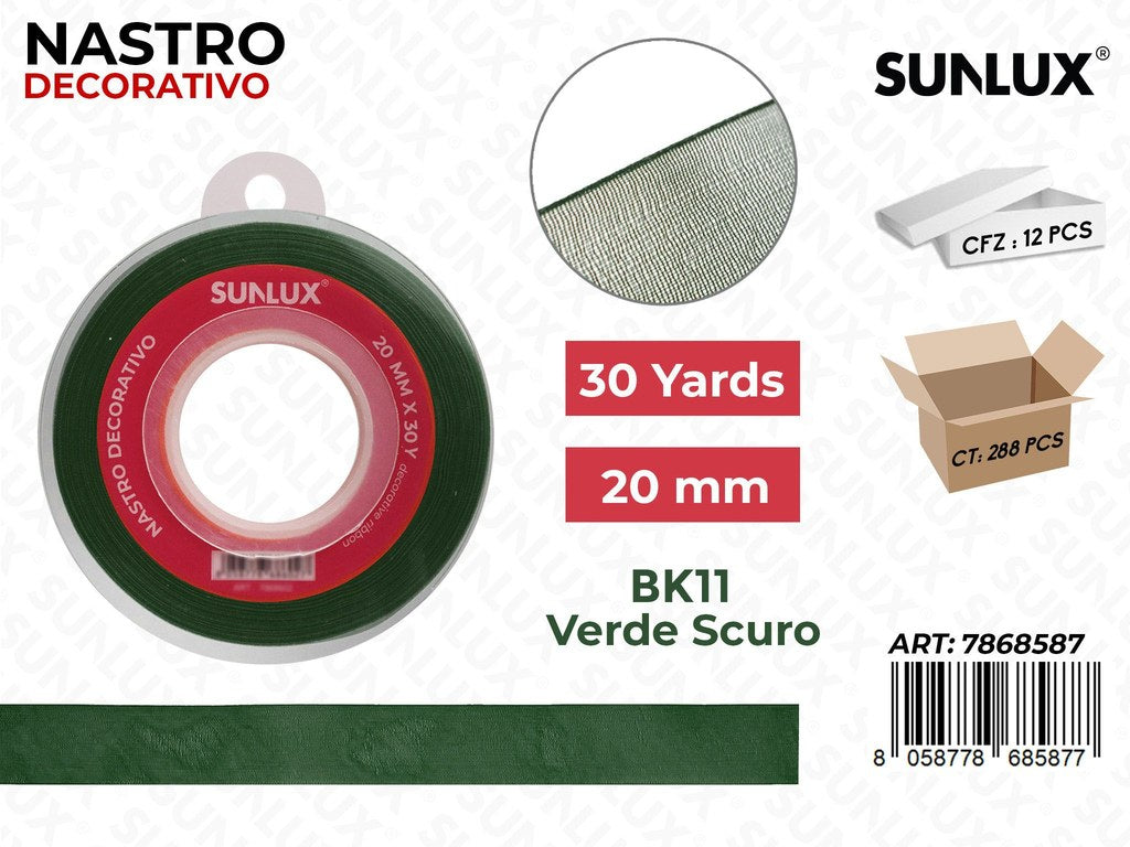 Nastro Decorativo Org. BK11-165 Ve. Scuro 30Y*2CM