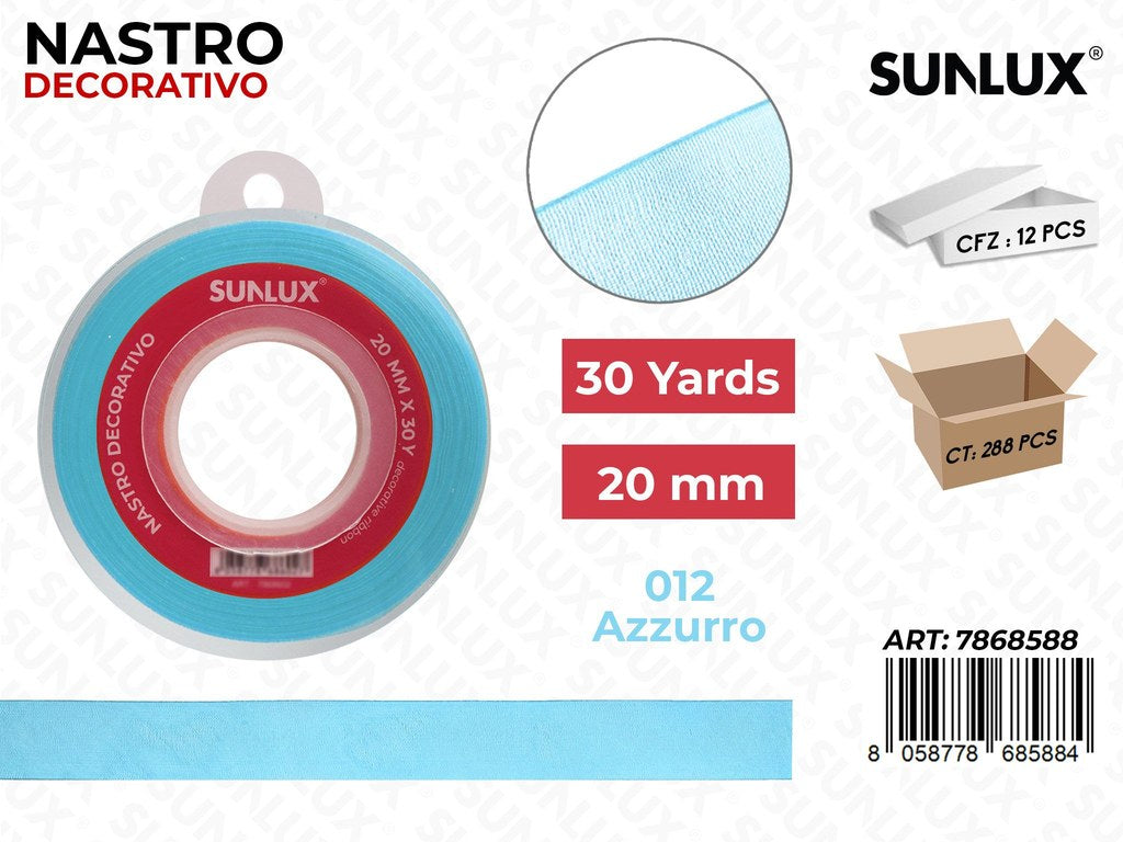 Nastro Decorativo Org. 012 Azzurro 30Y*2CM