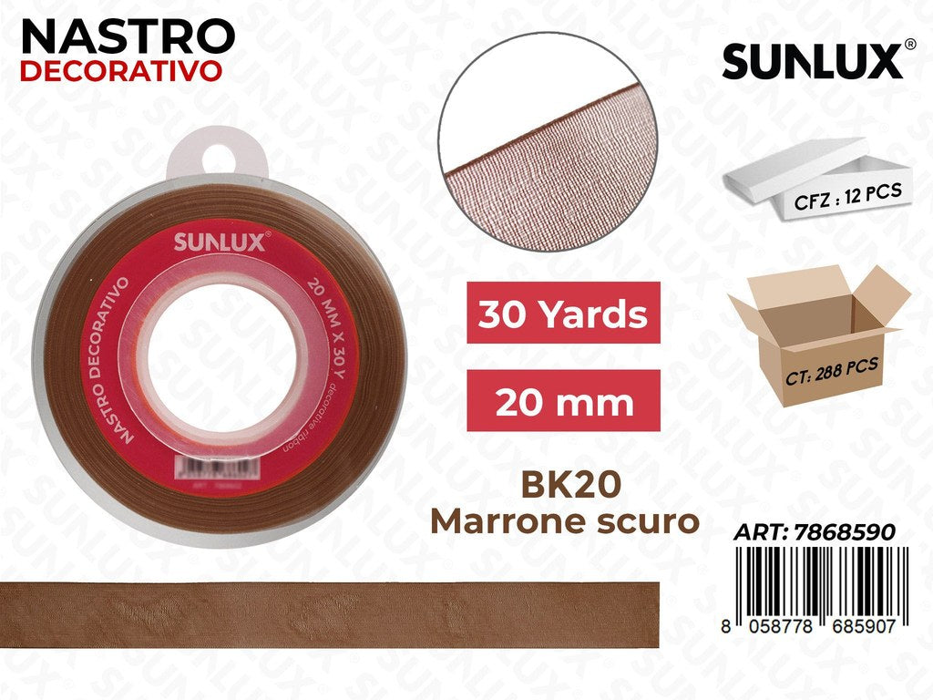 Nastro Decorativo Org. BK20 Marrone Sc. 30Y*2CM