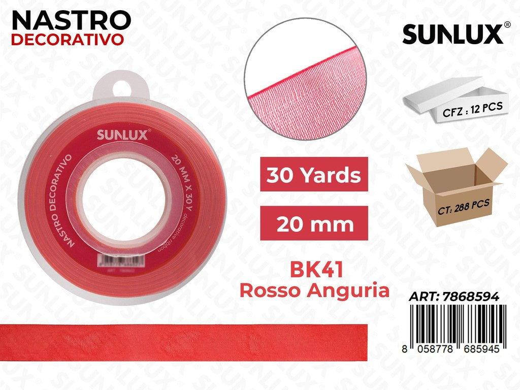 Nastro Decorativo Org. BK41 Rosso Anguria 30Y*2CM